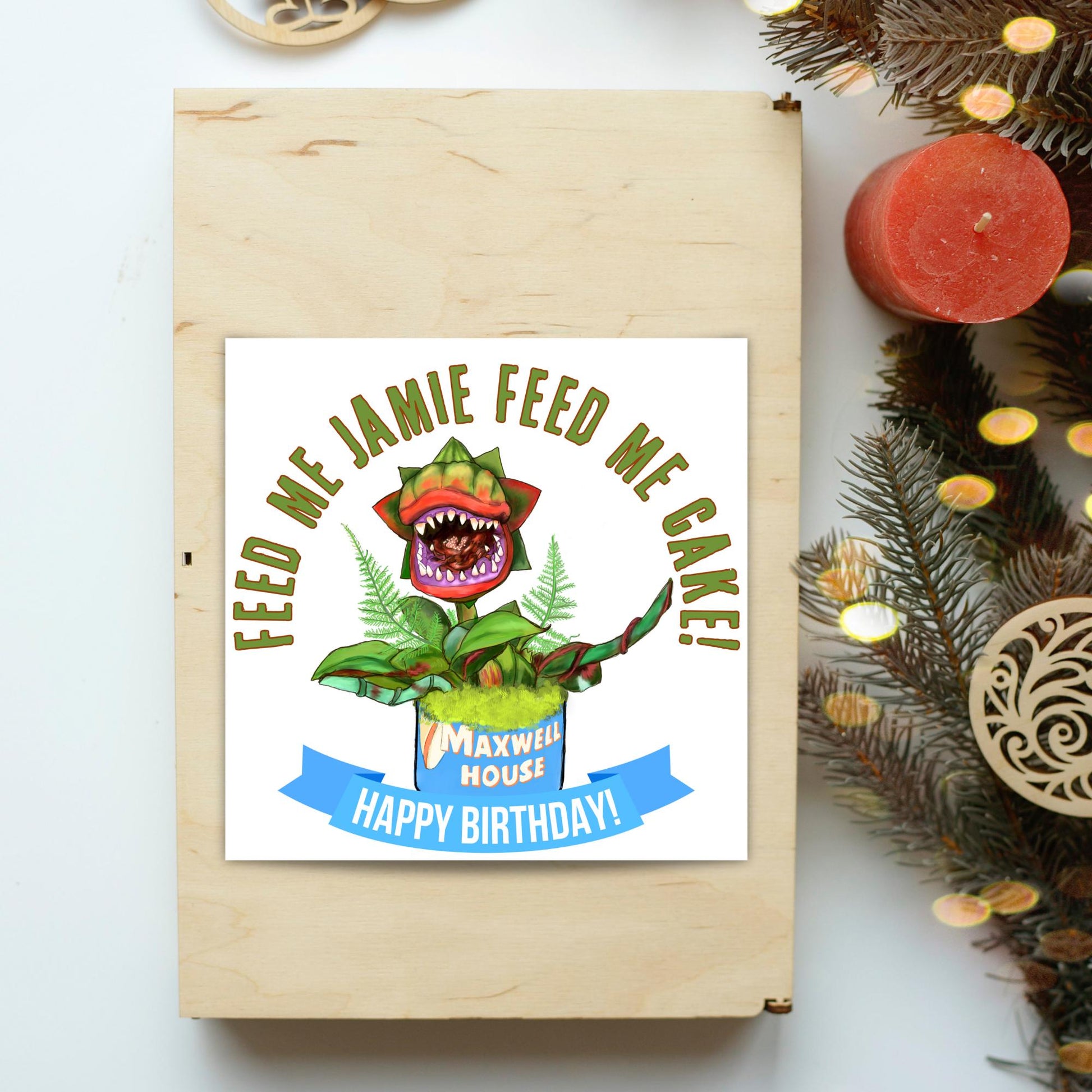 Personalised Little Shop Of Horrors Birthday Card, Audrey, Feed Me Seymour, Theatre Card, Movie Card, Nostalgic Birthday Card 90's Birthday