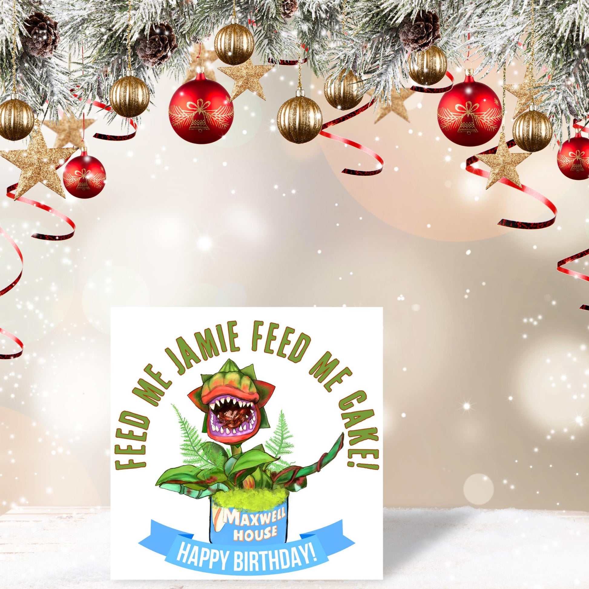 Personalised Little Shop Of Horrors Birthday Card, Audrey, Feed Me Seymour, Theatre Card, Movie Card, Nostalgic Birthday Card 90's Birthday