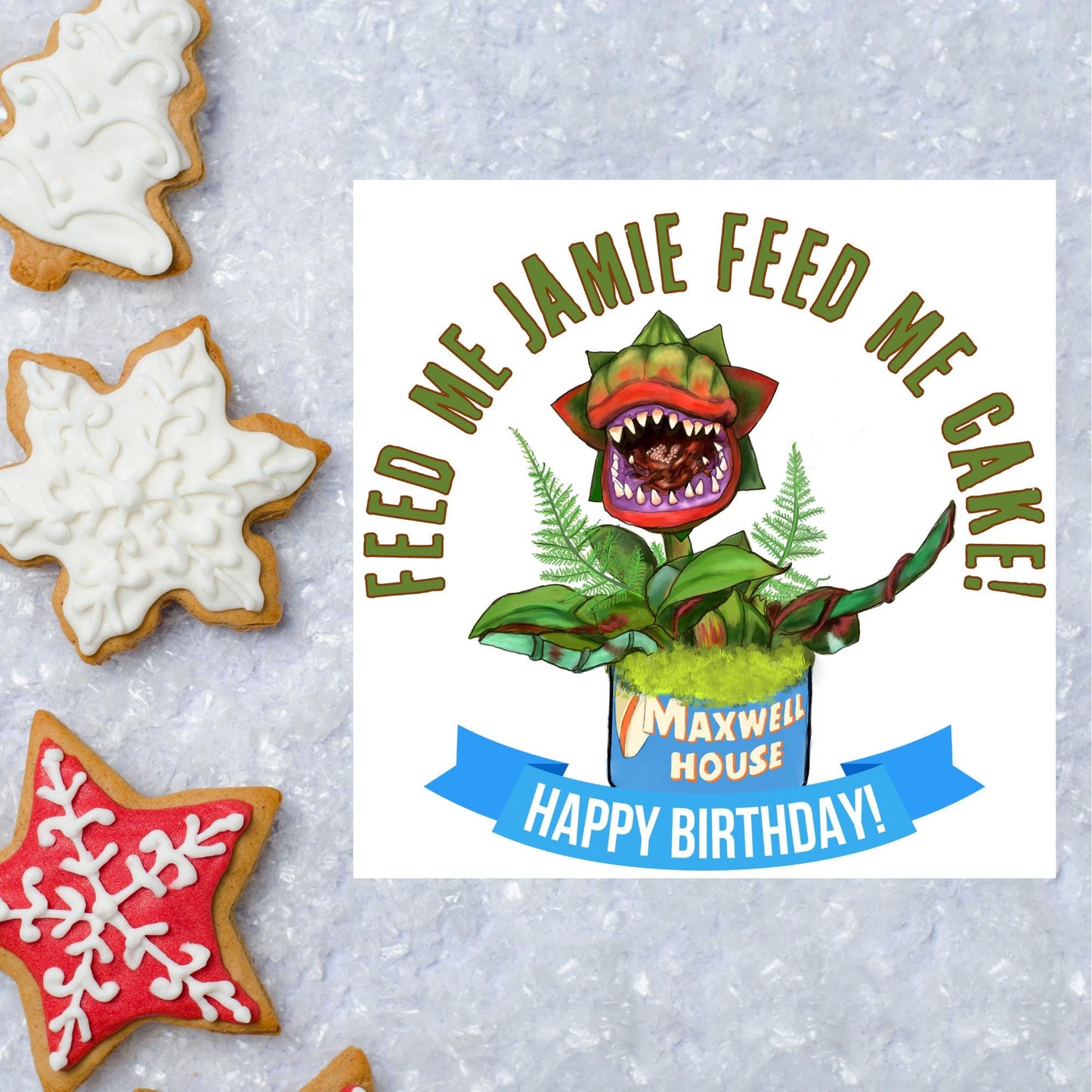 Personalised Little Shop Of Horrors Birthday Card, Audrey, Feed Me Seymour, Theatre Card, Movie Card, Nostalgic Birthday Card 90's Birthday