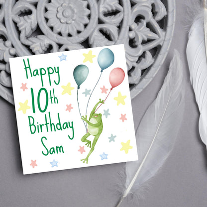 Personalised Name and Age Frog Birthday Card, Funny Frog design, Frog Card, Name Birthday Card, Child Birthday Card 5th 6th 7th 8th 9th 10th