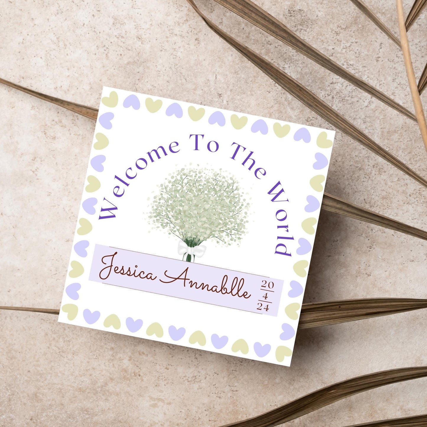 Personalised New Baby Card, Baby Boy, Baby Girl, Congratulations, Baby Card, Welcome to The World, Birth, New Mum Card, Custom Name Card