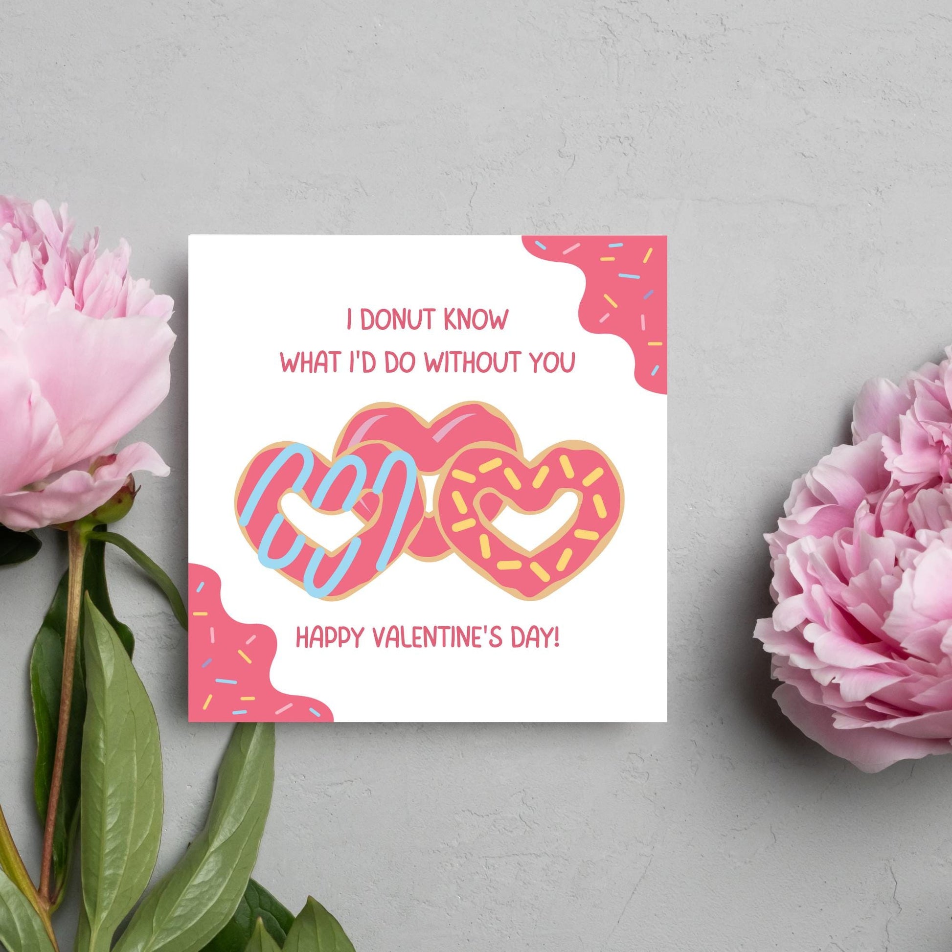 Doughnut Love Card, Card for Him, Card for Her, Hearts Card, Card for Wife, - Card, Free Personalisation Available