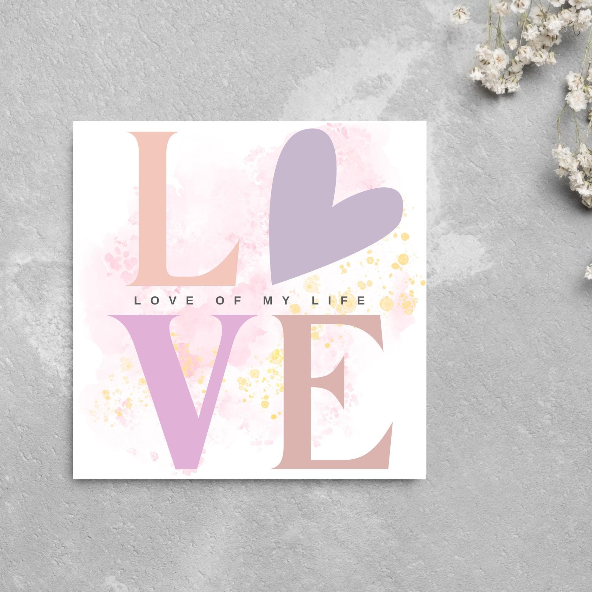 Heart Love Card, Card for Him, Card for Her, Hearts Card, Card for Wife, Art Card, Love of My Life Card, Watercolour Card