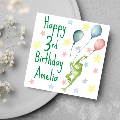 Personalised Name and Age Frog Birthday Card, Funny Frog design, Frog Card, Name Birthday Card, Child Birthday Card 5th 6th 7th 8th 9th 10th