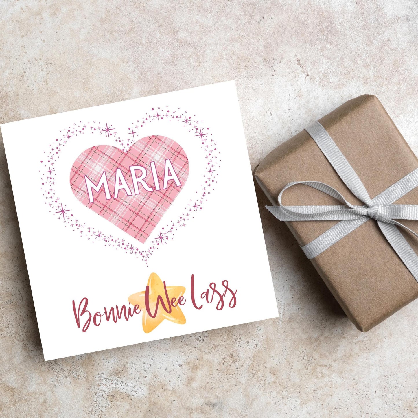 Personalised Scottish New Baby Card, Baby Boy, Baby Girl, Tartan Card, New Bairn Card, Name Card, Newborn Card, Scottish Card, Scotland Card