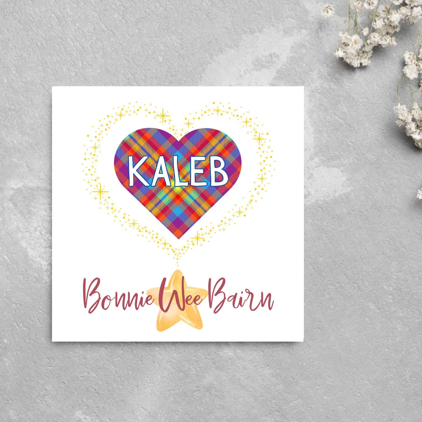Personalised Scottish New Baby Card, Baby Boy, Baby Girl, Tartan Card, New Bairn Card, Name Card, Newborn Card, Scottish Card, Scotland Card