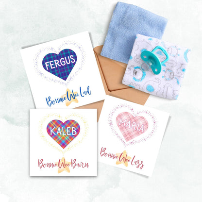 Personalised Scottish New Baby Card, Baby Boy, Baby Girl, Tartan Card, New Bairn Card, Name Card, Newborn Card, Scottish Card, Scotland Card