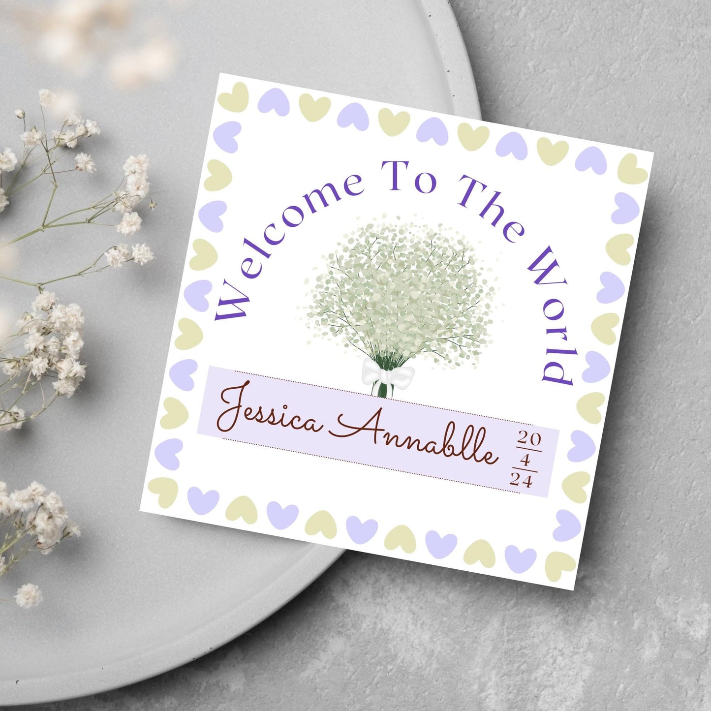 Personalised New Baby Card, Baby Boy, Baby Girl, Congratulations, Baby Card, Welcome to The World, Birth, New Mum Card, Custom Name Card