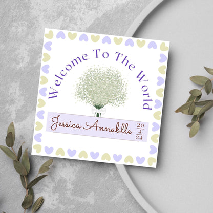 Personalised New Baby Card, Baby Boy, Baby Girl, Congratulations, Baby Card, Welcome to The World, Birth, New Mum Card, Custom Name Card