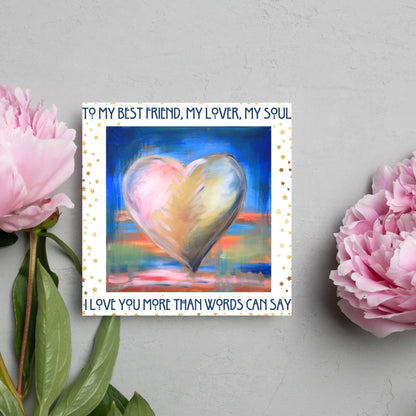 Anniversary Card, I Love You Card, Card for Him, Card for Her, Hearts Card, Birthday Card, Card for Wife, Love Card, Watercolour Art