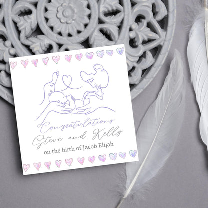 Personalised New Baby Card, Baby Boy, Baby Girl, Congratulations, Baby Card, Welcome to The World, Birth, New Mum Card, Custom Name Card