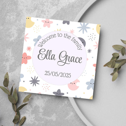 Personalised New Baby Card, Baby Boy, Baby Girl, Congratulations, Baby Card, Welcome to The World, Birth, New Mum Card, Custom Name Card