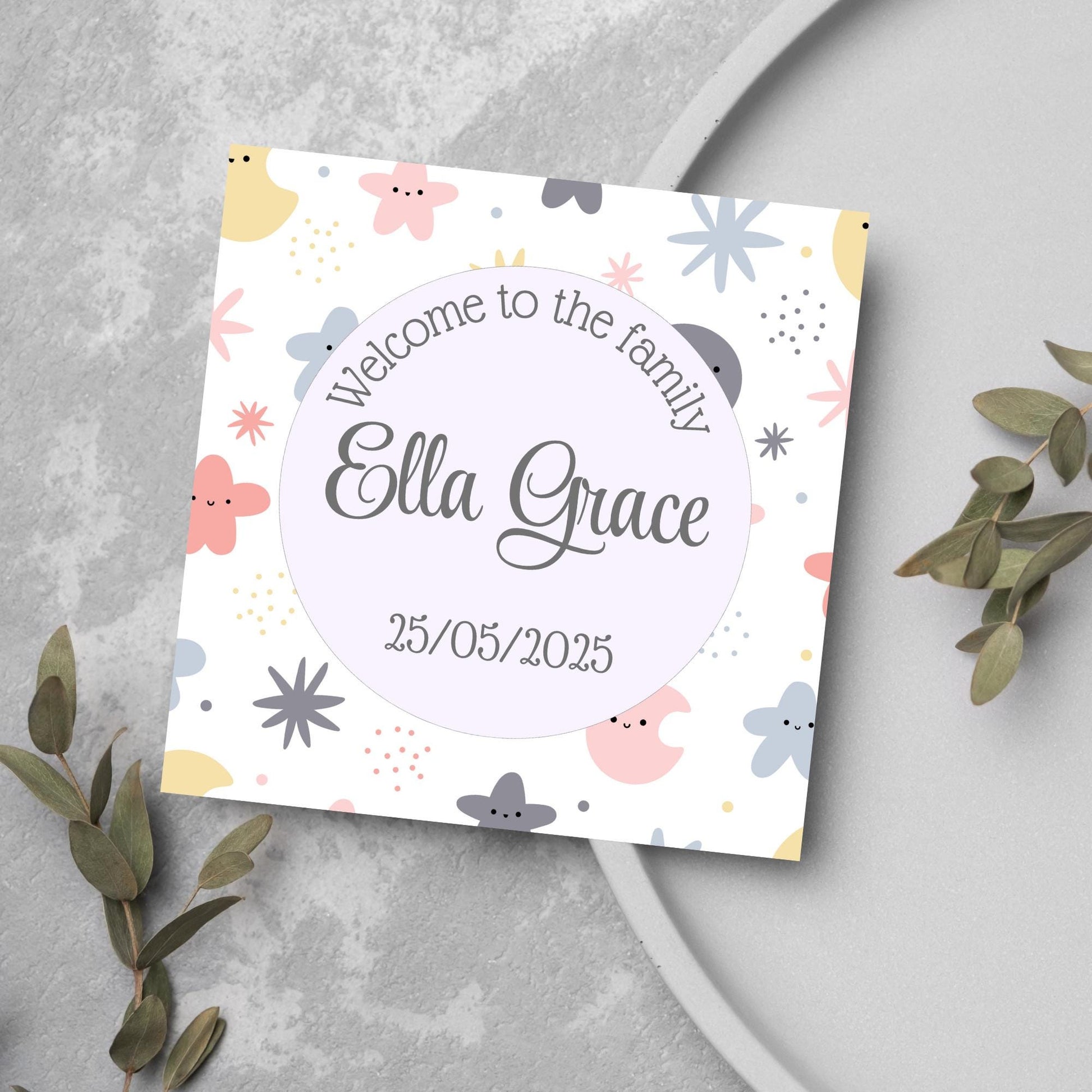 Personalised New Baby Card, Baby Boy, Baby Girl, Congratulations, Baby Card, Welcome to The World, Birth, New Mum Card, Custom Name Card