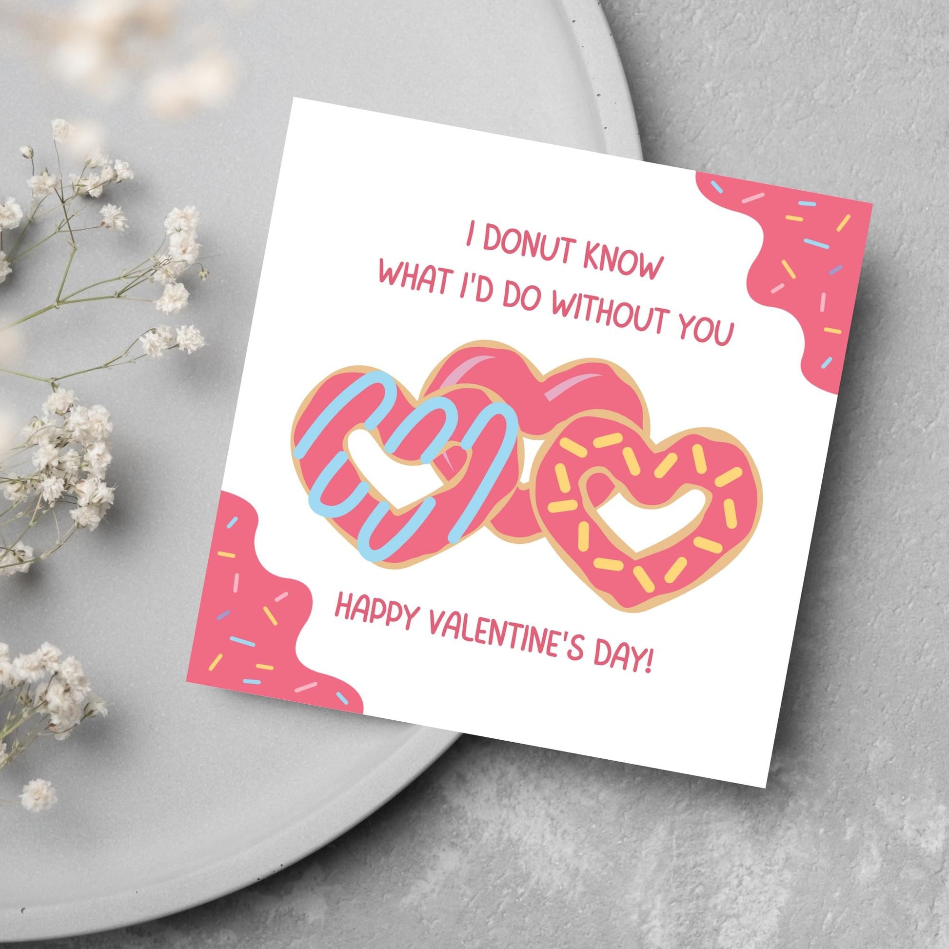 Doughnut Love Card, Card for Him, Card for Her, Hearts Card, Card for Wife, - Card, Free Personalisation Available