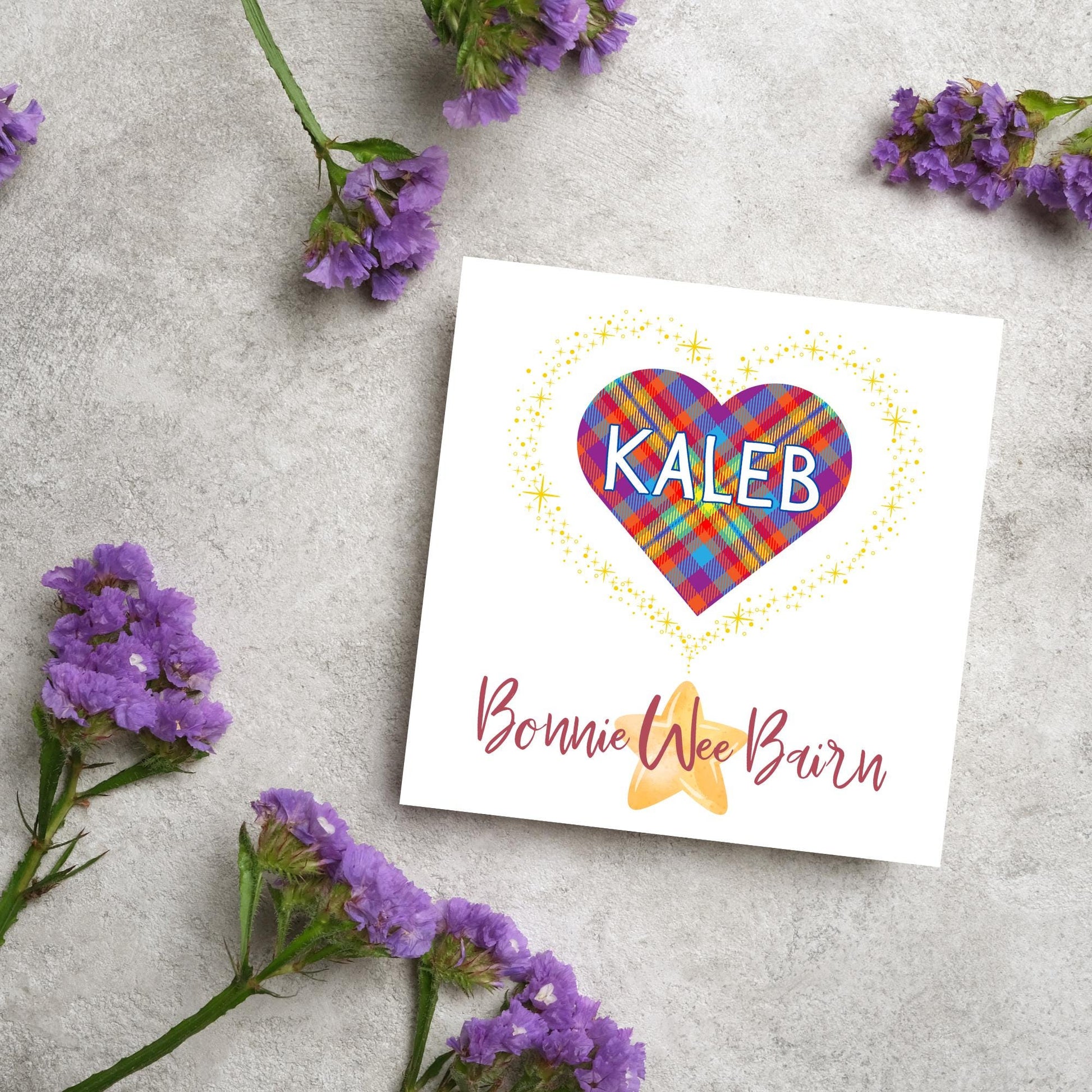 Personalised Scottish New Baby Card, Baby Boy, Baby Girl, Tartan Card, New Bairn Card, Name Card, Newborn Card, Scottish Card, Scotland Card