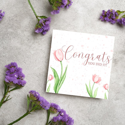Congratulations Card, Card for Daughter, Card for Sister, Card for Wife, Tulips Congratulations Card, Celebration Card
