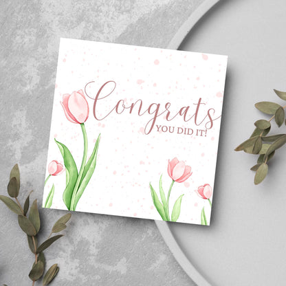 Congratulations Card, Card for Daughter, Card for Sister, Card for Wife, Tulips Congratulations Card, Celebration Card