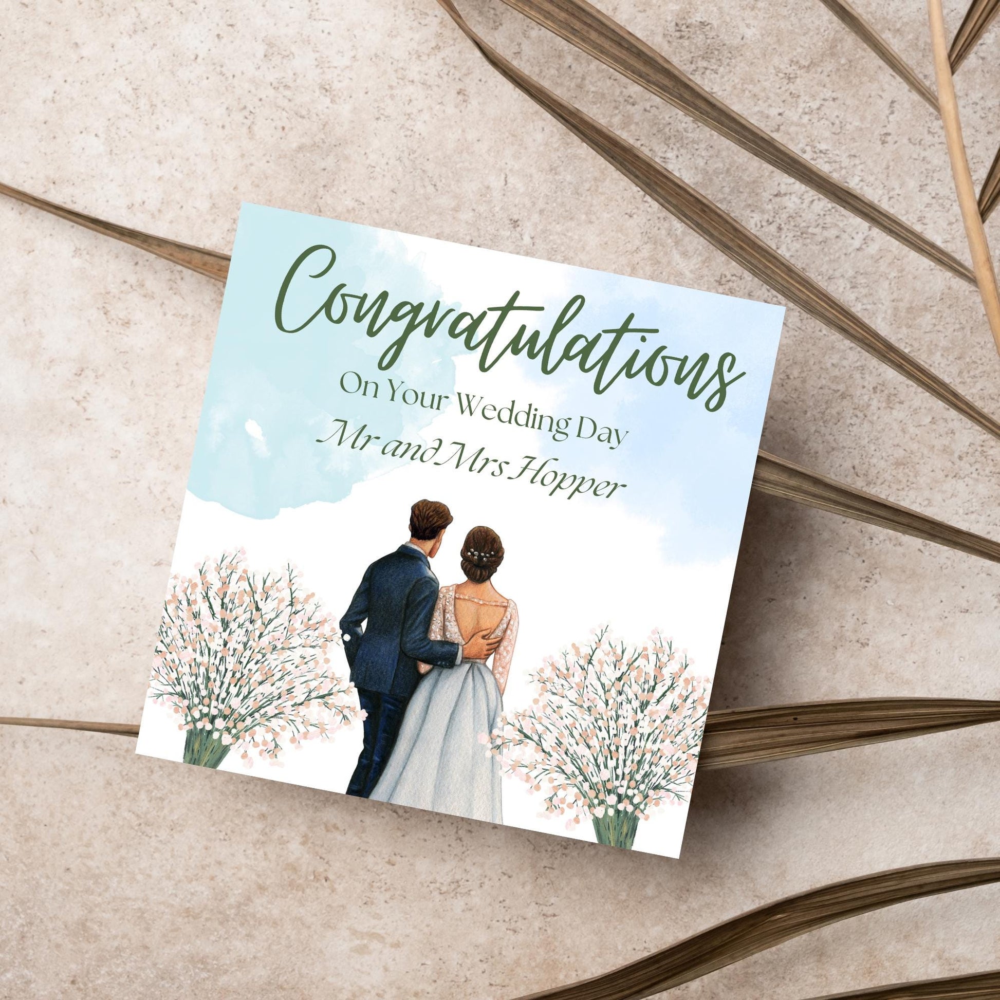 Personalised Wedding Congratulations Card, Mr & Mrs Wedding Card, Custom Name Wedding Card, Newlywed Card, Married Card, Wedding Day Card