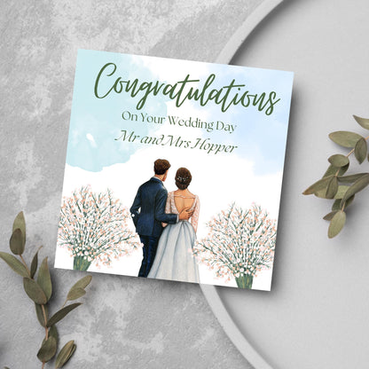 Personalised Wedding Congratulations Card, Mr & Mrs Wedding Card, Custom Name Wedding Card, Newlywed Card, Married Card, Wedding Day Card