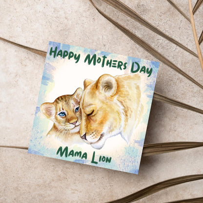 Lion Mothers Day Card, Cute Card for Mum, Greetings Card, Happy Mothers Day, Mama Lion, Card for Mother