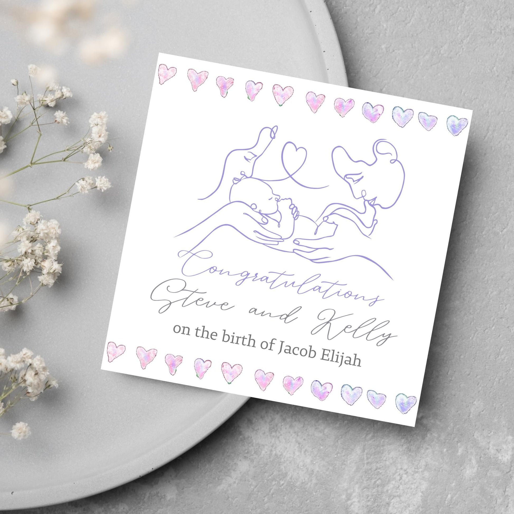 Personalised New Baby Card, Baby Boy, Baby Girl, Congratulations, Baby Card, Welcome to The World, Birth, New Mum Card, Custom Name Card