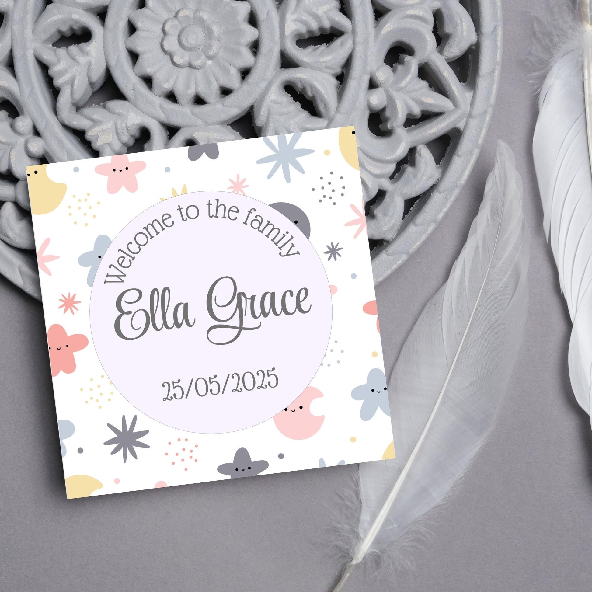 Personalised New Baby Card, Baby Boy, Baby Girl, Congratulations, Baby Card, Welcome to The World, Birth, New Mum Card, Custom Name Card