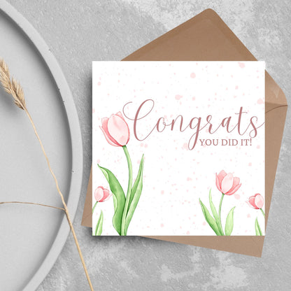Congratulations Card, Card for Daughter, Card for Sister, Card for Wife, Tulips Congratulations Card, Celebration Card
