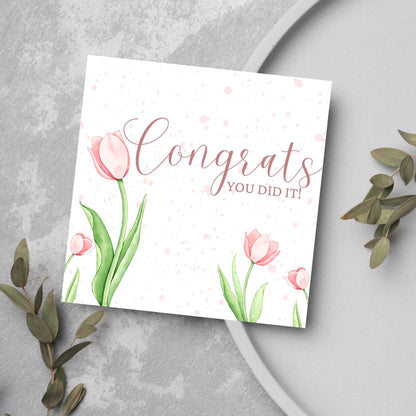 Congratulations Card, Card for Daughter, Card for Sister, Card for Wife, Tulips Congratulations Card, Celebration Card