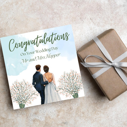 Personalised Wedding Congratulations Card, Mr & Mrs Wedding Card, Custom Name Wedding Card, Newlywed Card, Married Card, Wedding Day Card