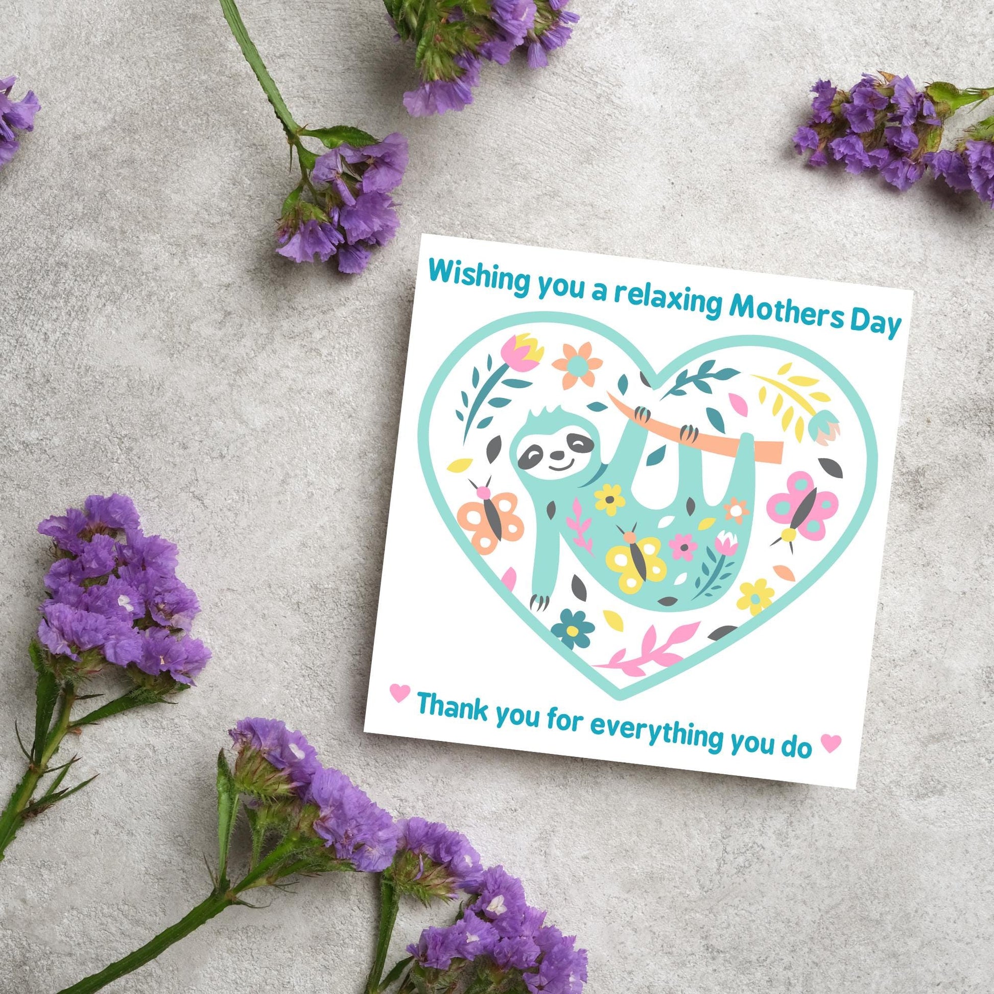 Sloth Mothers Day Card, Cute Card for Mum, Greetings Card, Happy Mothers Day, Card for Mother, Mam Card, Thanks Mum Card