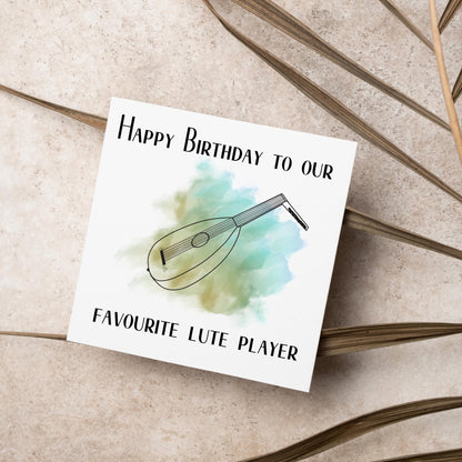Lute Birthday Card, Happy Birthday, Card for Musician, Card for Him, Card for Her, Country Music Card, Music, Folk Music card, Lute Plater