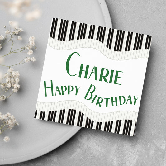 Personalised Piano Birthday Card, Happy Birthday, Card for Musician, Card for Him, Card for Her, Keyboard Birthday Card, Pianist Card