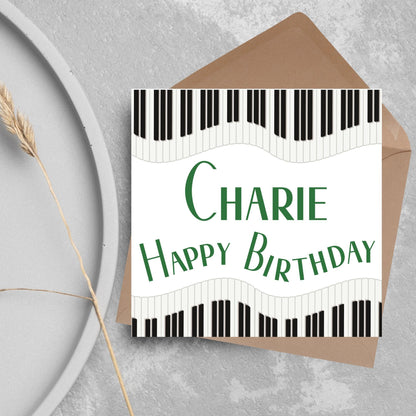 Personalised Piano Birthday Card, Happy Birthday, Card for Musician, Card for Him, Card for Her, Keyboard Birthday Card, Pianist Card