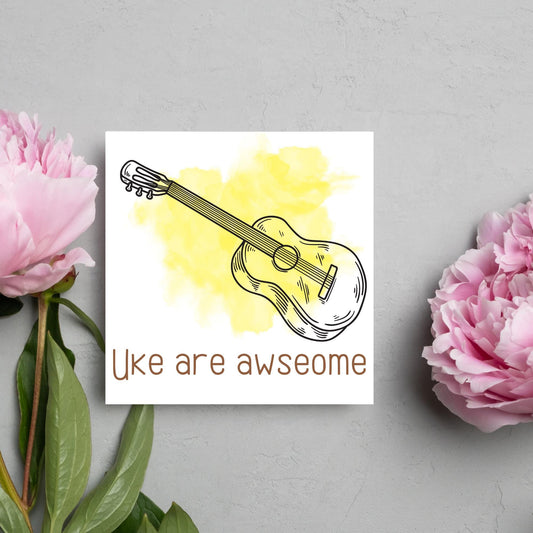 Ukelele Birthday Card, Happy Birthday, Card for Musician, Card for Him, Card for Her, Orchestra Card, Card for Uke Player, Ukelele Card