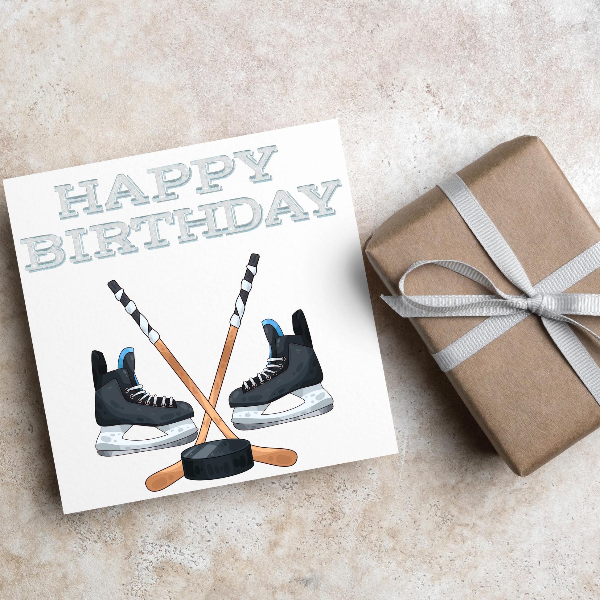 Ice Hockey Birthday Card, Sport Card, Sport Birthday Card, Card for Him, Card for Her, Hockey Stick, Card for Hockey, Ice Hockey Card, Puck