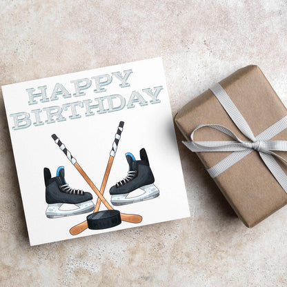 Ice Hockey Birthday Card, Sport Card, Sport Birthday Card, Card for Him, Card for Her, Hockey Stick, Card for Hockey, Ice Hockey Card, Puck