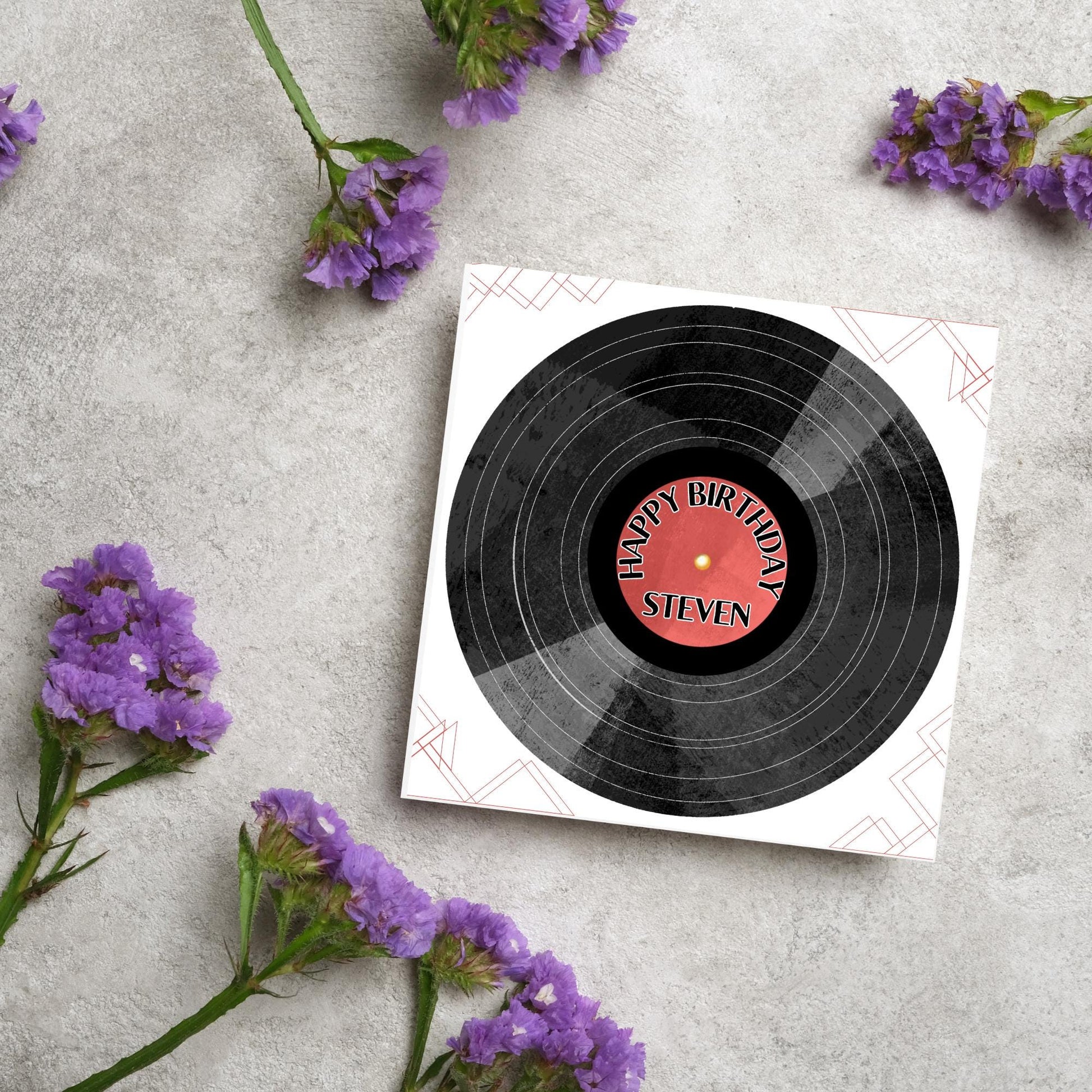 Personalised LP Record Birthday Card, Happy Birthday, Vinyl Card, Card for Him, Card for Her, Record Player Birthday, Name Card