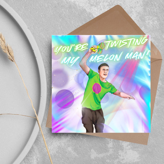 Bez Happy Mondays Birthday Card, Twisting My Melon Man, Card for Him, Card for Her, Music Birthday Card, 30th Birthday Card, 90's Card,