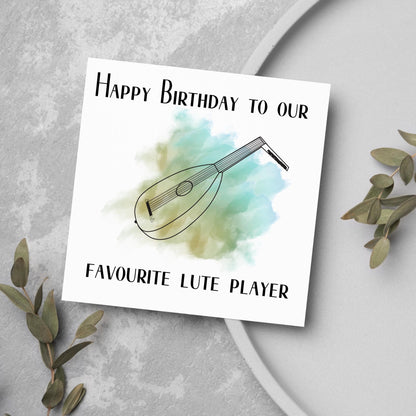 Lute Birthday Card, Happy Birthday, Card for Musician, Card for Him, Card for Her, Country Music Card, Music, Folk Music card, Lute Plater