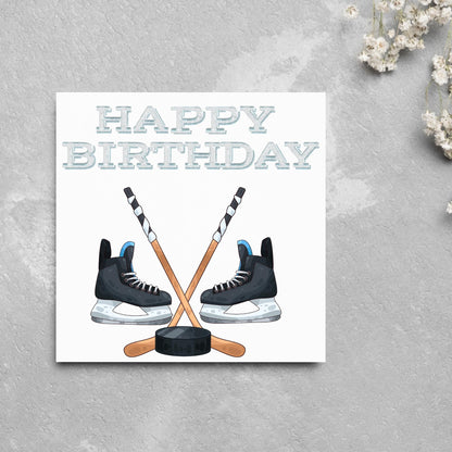 Ice Hockey Birthday Card, Sport Card, Sport Birthday Card, Card for Him, Card for Her, Hockey Stick, Card for Hockey, Ice Hockey Card, Puck