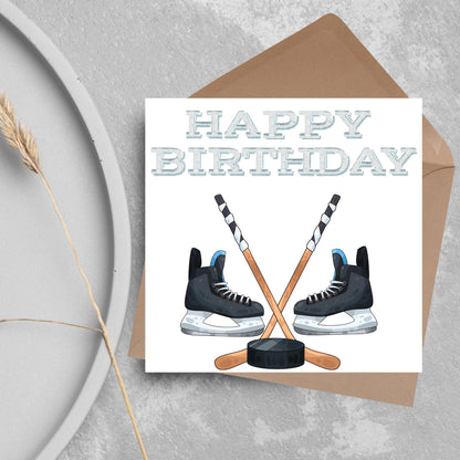 Ice Hockey Birthday Card, Sport Card, Sport Birthday Card, Card for Him, Card for Her, Hockey Stick, Card for Hockey, Ice Hockey Card, Puck