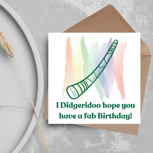 Didgeridoo Birthday Card, Happy Birthday, Card for Musician, Card for Him, Card for Her, Orchestra Music Card, Music, Didge Birthday Card