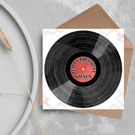 Personalised LP Record Birthday Card, Happy Birthday, Vinyl Card, Card for Him, Card for Her, Record Player Birthday, Name Card