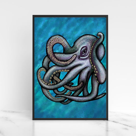 Octopus A4 Print, High Quality Wall Art, Sea Life Art, Marine Art, Octopus Wall Decor, Original Artist Print, Marine Biologist Poster