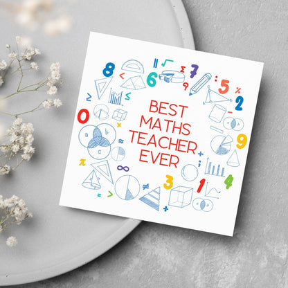 End of School Card, Thank You Teacher Card, Maths Teacher, School Teacher Card, Gratitude Card, Teaching Card, Teacher Appreciation Maths