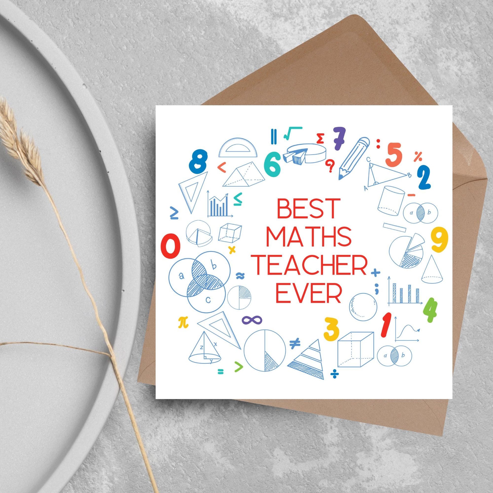 End of School Card, Thank You Teacher Card, Maths Teacher, School Teacher Card, Gratitude Card, Teaching Card, Teacher Appreciation Maths