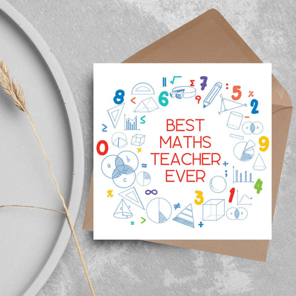 End of School Card, Thank You Teacher Card, Maths Teacher, School Teacher Card, Gratitude Card, Teaching Card, Teacher Appreciation Maths