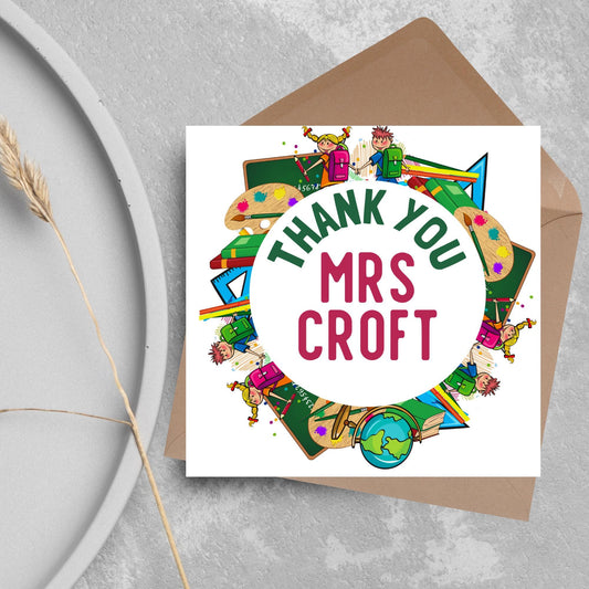 Personalised Thank You Teacher Card, End of Year School Card, Thanks Teacher, School Teacher Card, Teaching Card, Teacher Appreciation