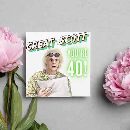Personalised Back to the Future Birthday Card, Great Scott Birthday Card, Doc Brown Birthday Card, Custom Age Card, 30th, 40th, 50th, 60th