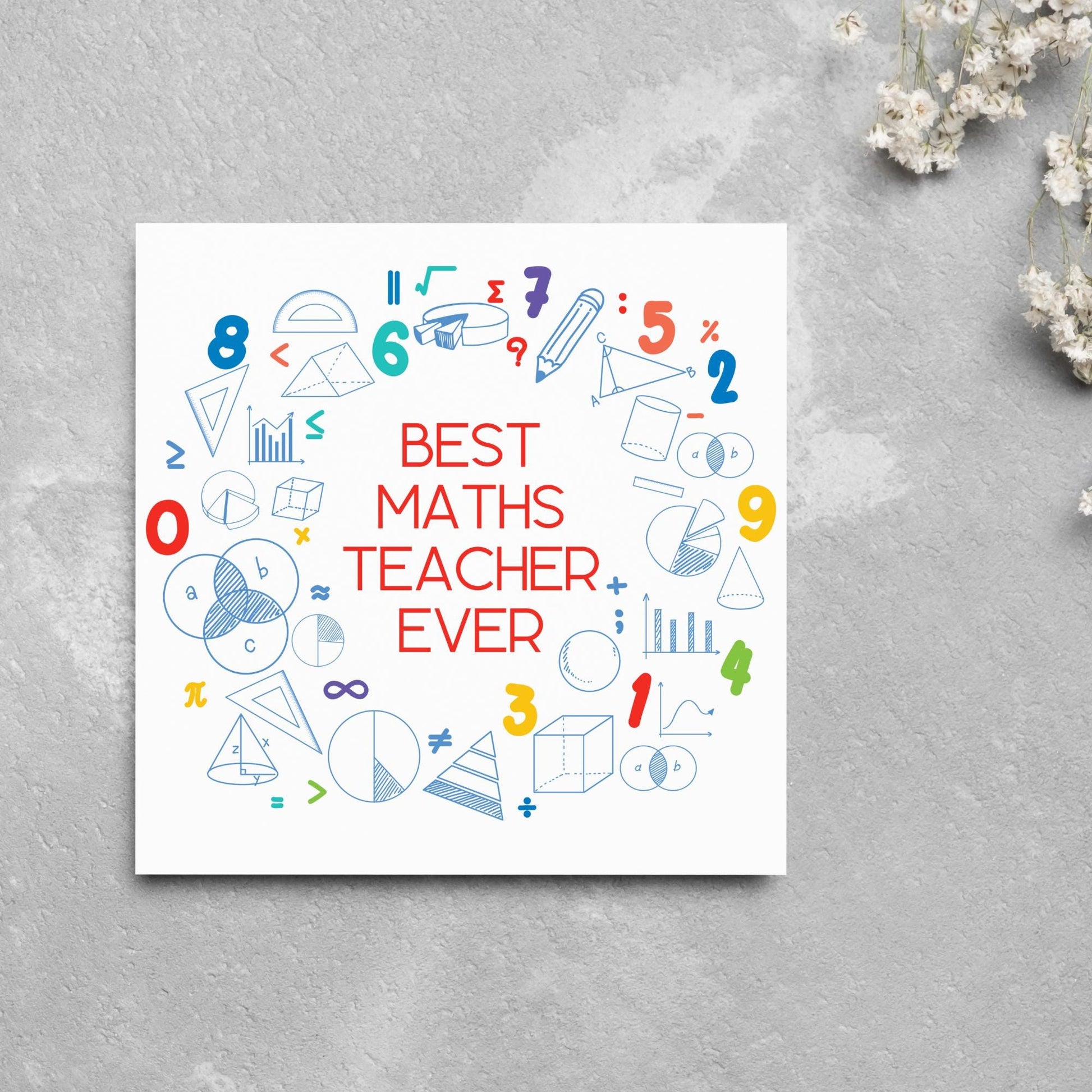 End of School Card, Thank You Teacher Card, Maths Teacher, School Teacher Card, Gratitude Card, Teaching Card, Teacher Appreciation Maths